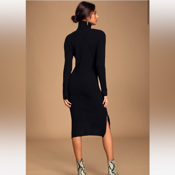 Black Turtleneck Sweater Dress - Picture 4 of 4